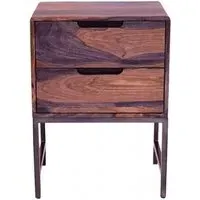 Sirani 2 Drawer Side Table - Dark Sheesham Wood