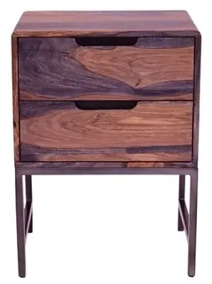 Sirani 2 Drawer Side Table - Dark Sheesham Wood image