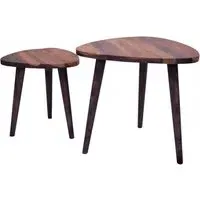 Sirani Triangular Nest of 2 Tables - Dark Sheesham Wood