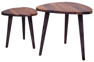 Sirani Triangular Nest of 2 Tables - Dark Sheesham Wood image