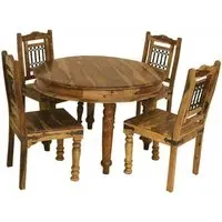 Thacket 4 Seater Round Dining Table - Sheesham Wood