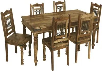 Thacket 6 Seater Dining Set with 6 Chairs - Sheesham Wood image