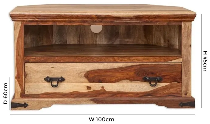 Thacket Corner TV Cabinet - Sheesham Wood