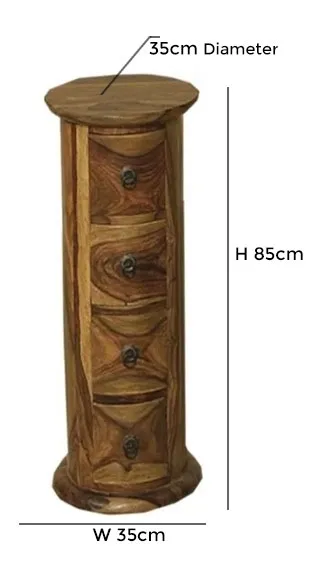 Thacket Narrow 4 Drawer Chest - Sheesham Wood