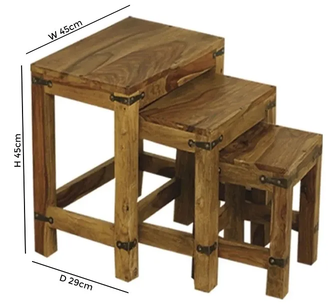 Thacket Nest of 3 Tables - Sheesham Wood