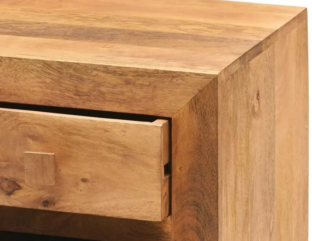 Ajmer 3 Drawer Bedside Cabinet - Light Mango Wood