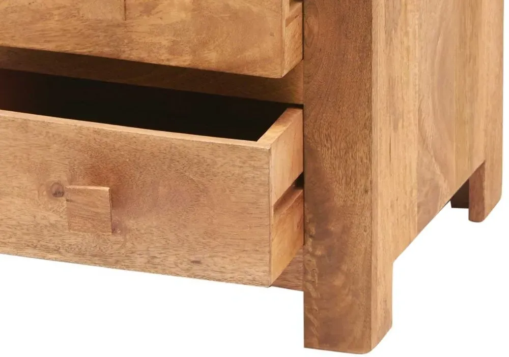 Ajmer 3 Drawer Bedside Cabinet - Light Mango Wood
