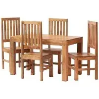 Ajmer 4 Seater Dining Set with 4 Chairs - Light Mango Wood