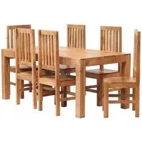 Ajmer 6 Seater Dining Set with 6 Chairs - Light Mango Wood