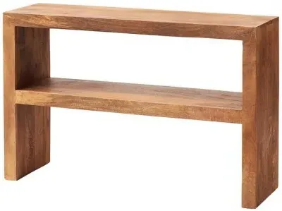 Ajmer Console Table with Shelf - Light Mango Wood