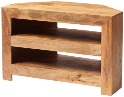 Ajmer Corner TV Unit - Light Mango Wood image