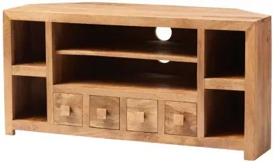 Ajmer Corner TV Unit - Light Mango Wood
