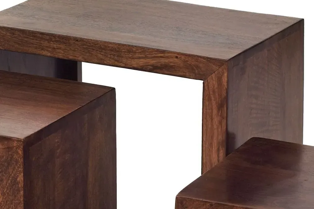 Ajmer Nest of 3 Tables - Dark Mango Wood