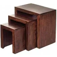 Ajmer Nest of 3 Tables - Dark Mango Wood
