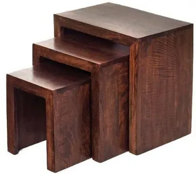 Ajmer Nest of 3 Tables - Dark Mango Wood image
