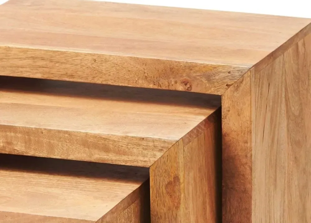 Ajmer Nest of 3 Tables - Light Mango Wood