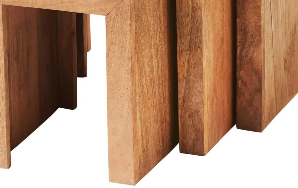Ajmer Nest of 3 Tables - Light Mango Wood