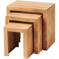 Ajmer Nest of 3 Tables - Light Mango Wood