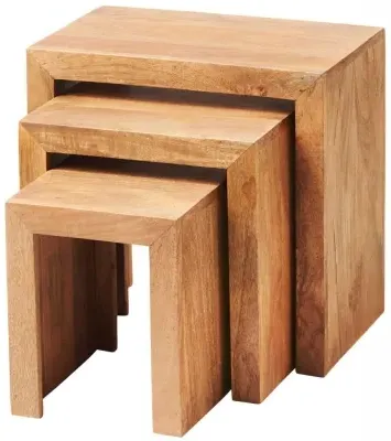Ajmer Nest of 3 Tables - Light Mango Wood
