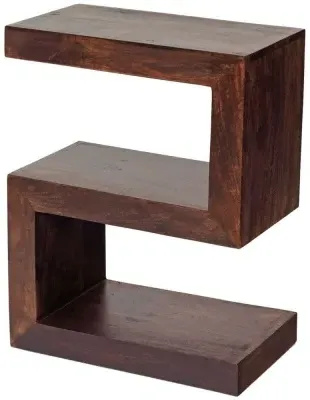 Ajmer S-Shaped Shelving Unit - Walnut, Mango Wood image