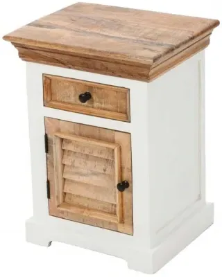 Alfie 1 Drawer Bedside Cabinet - White, Mango Wood image