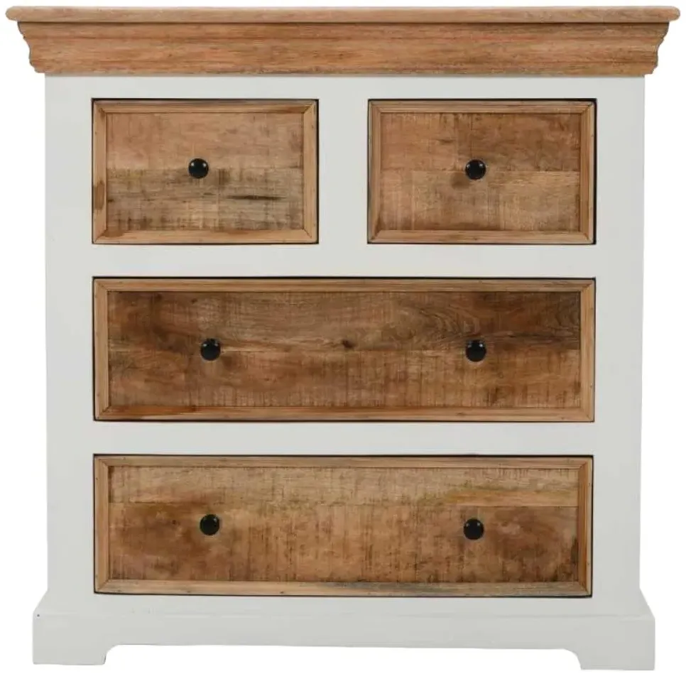 Alfie 4 Drawer Chest - White, Mango Wood