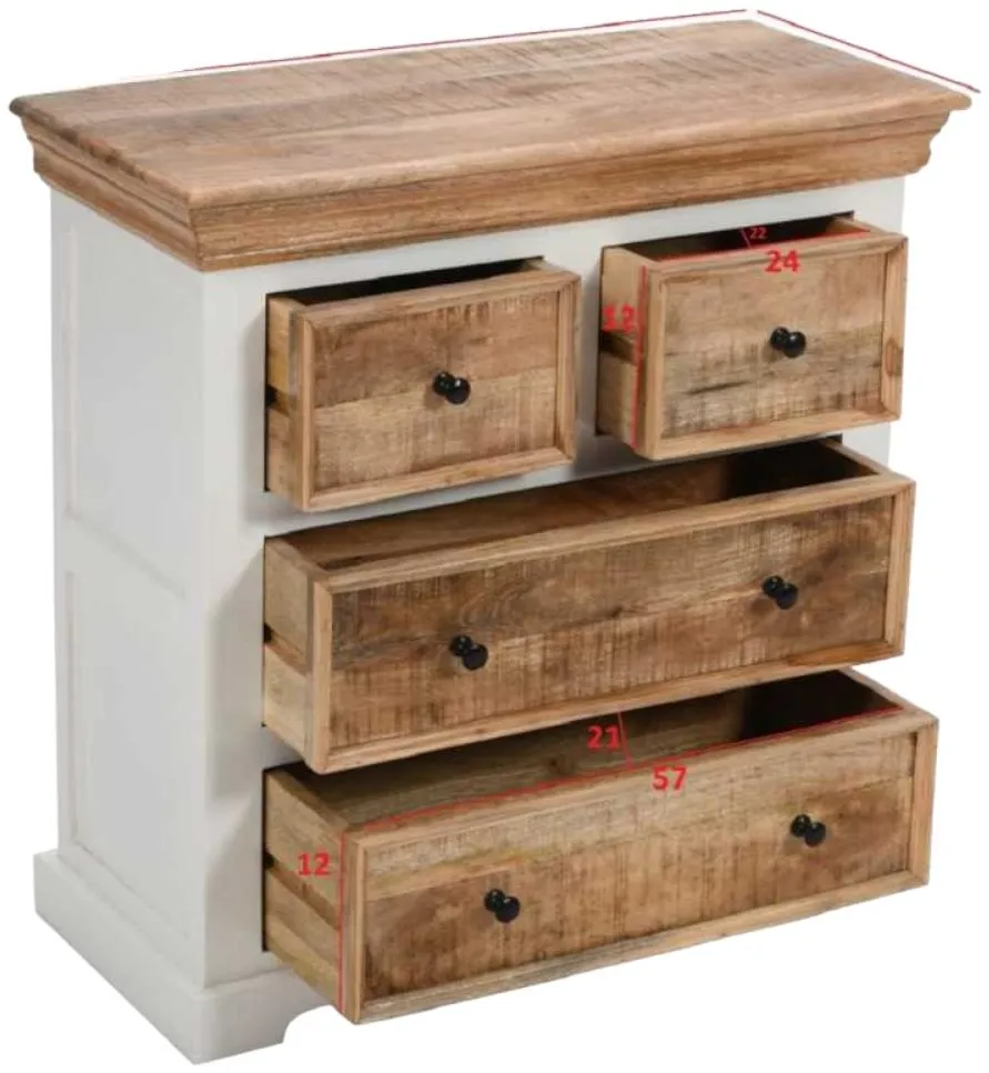 Alfie 4 Drawer Chest - White, Mango Wood