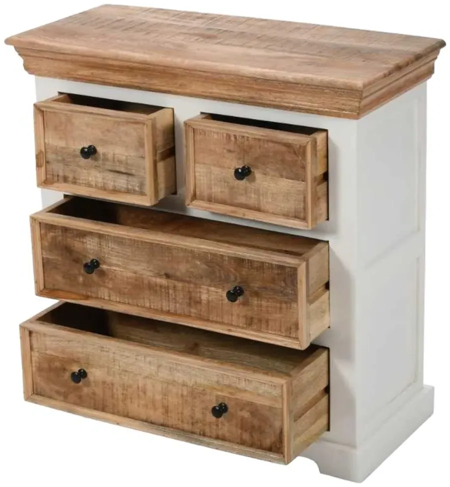Alfie 4 Drawer Chest - White, Mango Wood