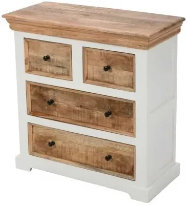 Alfie 4 Drawer Chest - White, Mango Wood image