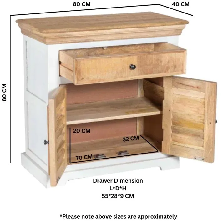 Alfie Compact Sideboard - White, Wood