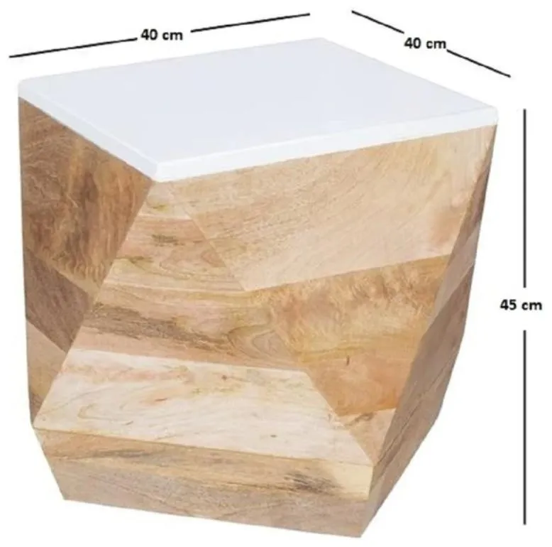 Alfie Side Table - White, Mango Wood