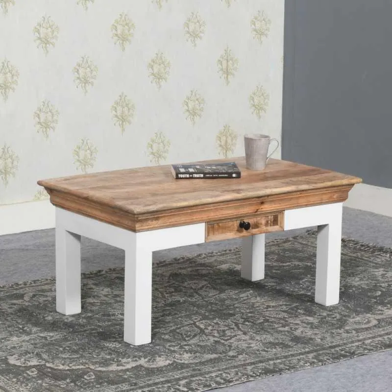 Alfie Storage Coffee Table - White, Mango Wood