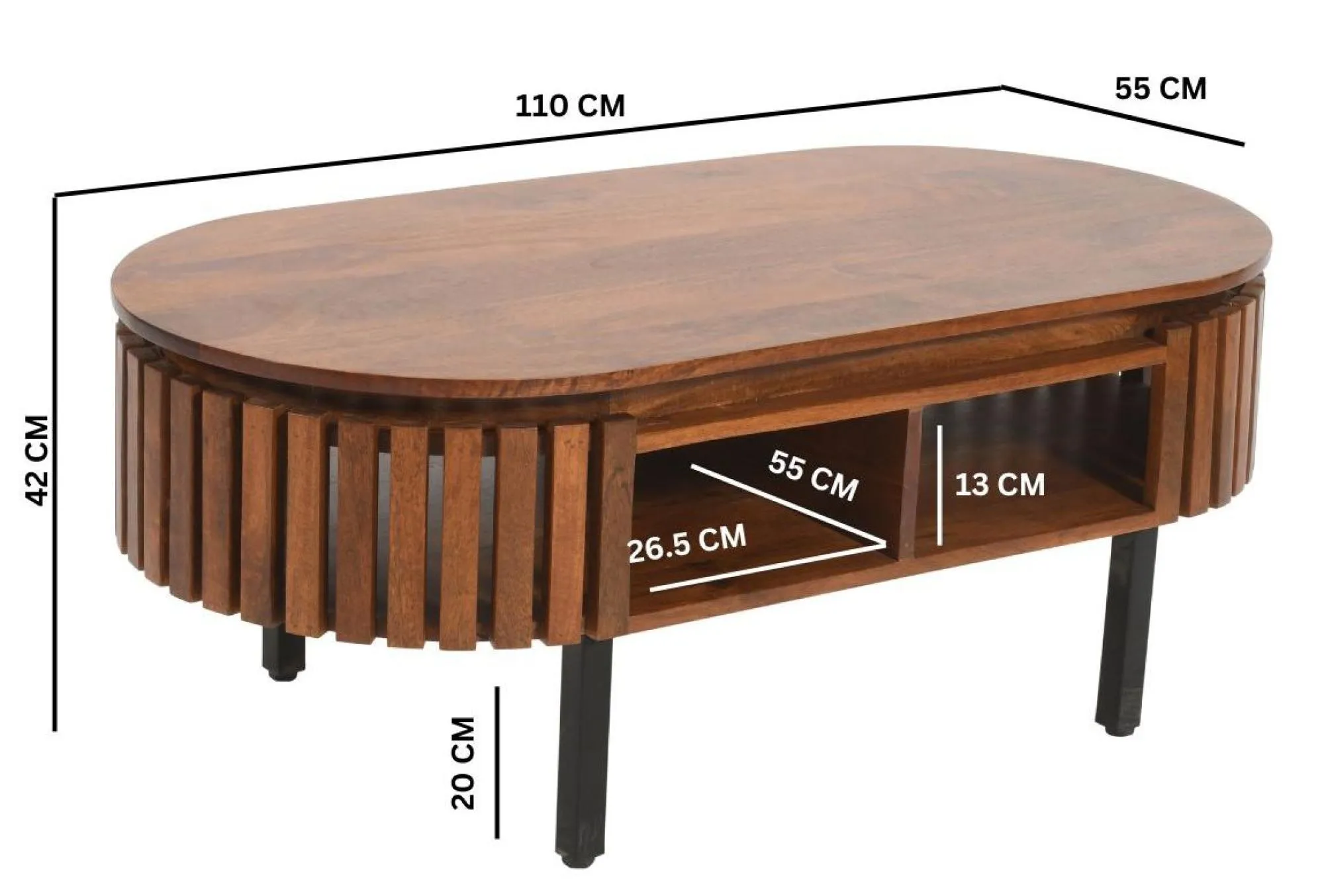 Amber Oval Coffee Table - Warm Walnut, Mango Wood