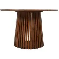 Amber Slatted 4 Seater Round Dining Table - Warm Walnut, Mango Wood