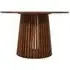 Amber Slatted 4 Seater Round Dining Table - Warm Walnut, Mango Wood