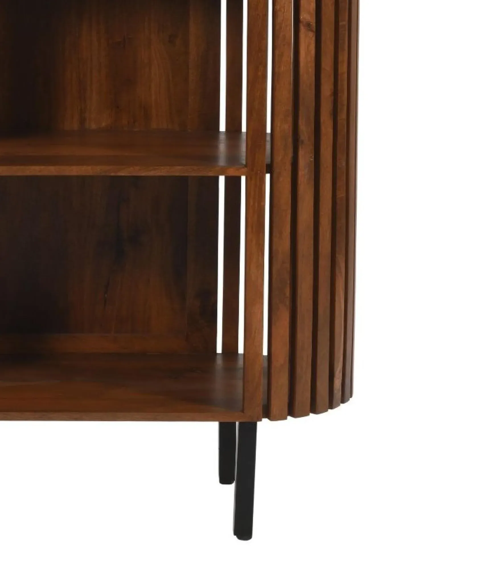 Amber Slatted Bookcase - Warm Walnut, Mango Wood