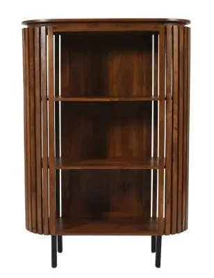 Amber Slatted Bookcase - Warm Walnut, Mango Wood image
