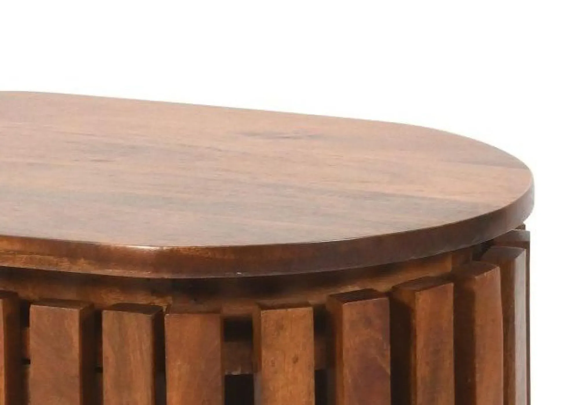 Amber Slatted Mango Wood 1 Door Bedside Table - Warm Walnut