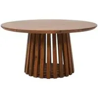 Amber Slatted Round Coffee Table - Warm Walnut, Mango Wood