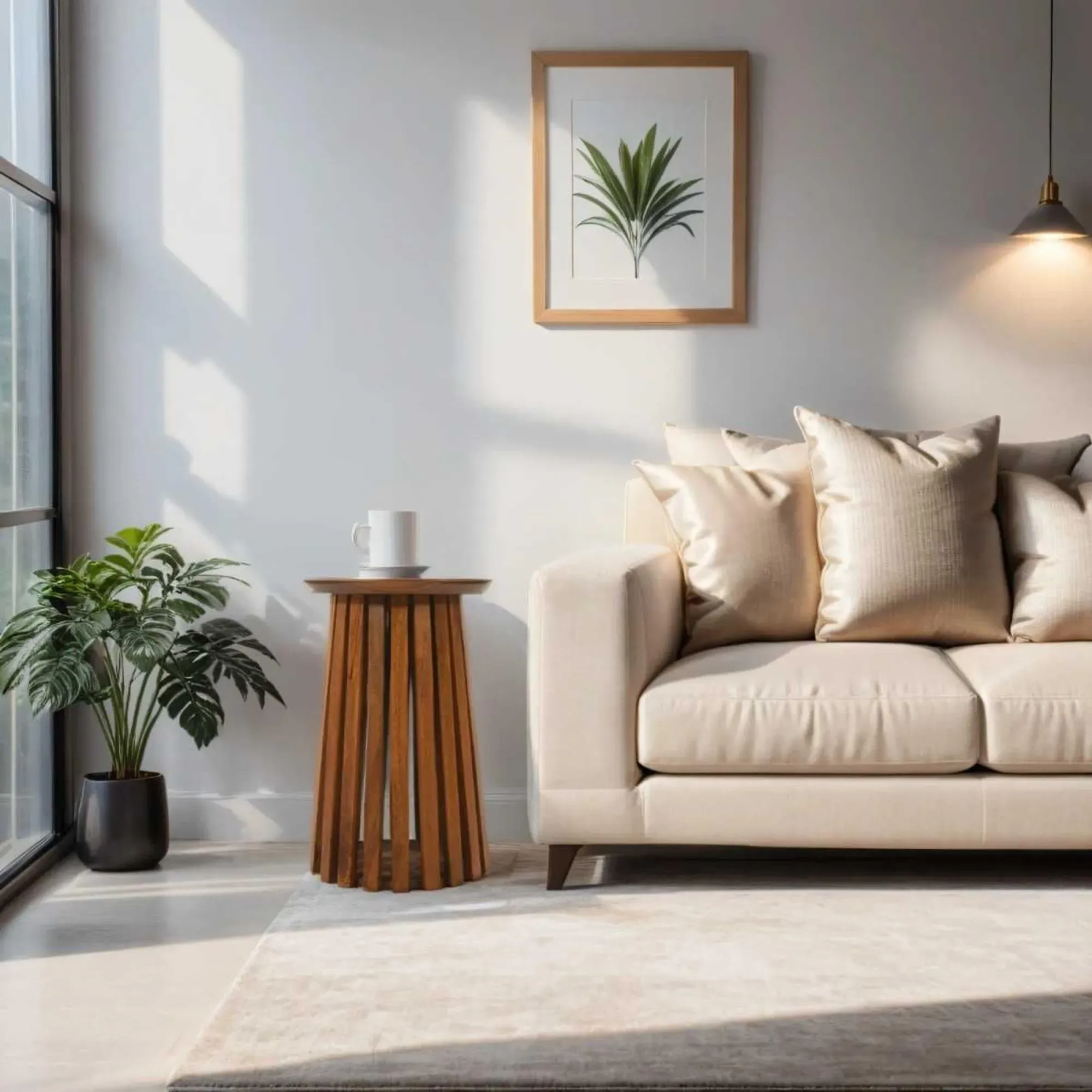 Amber Slatted Round Side Table - Warm Walnut, Mango Wood