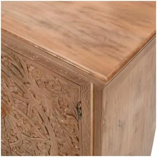 Artwork Carved Extra Large Sideboard 4 Doors - Brown, Mango Wood