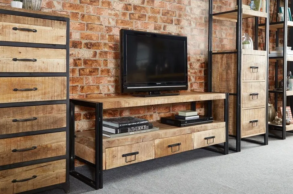 Bhuj Industrial 150cm TV Unit - Natural Wood