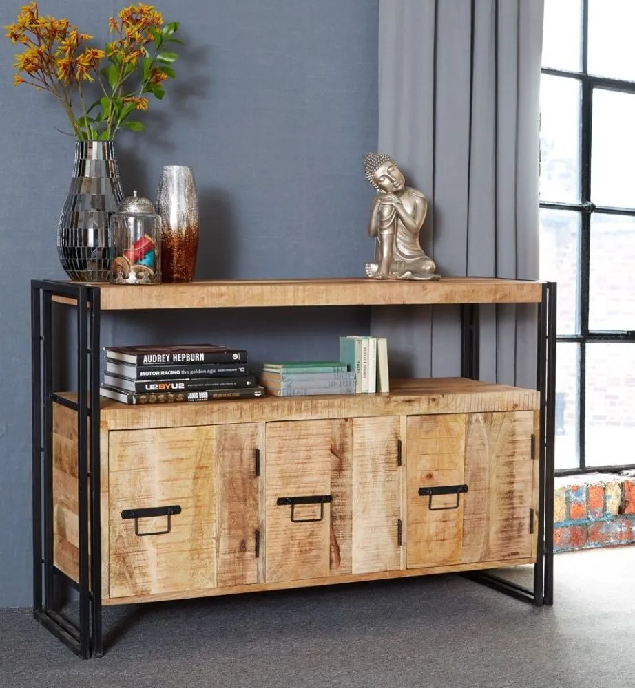 Bhuj Industrial 3 Door Sideboard - Natural, Wood