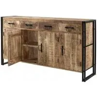 Bhuj Industrial 4 Door Sideboard - Natural, Wood