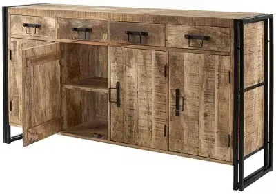 Bhuj Industrial 4 Door Sideboard - Natural, Wood image