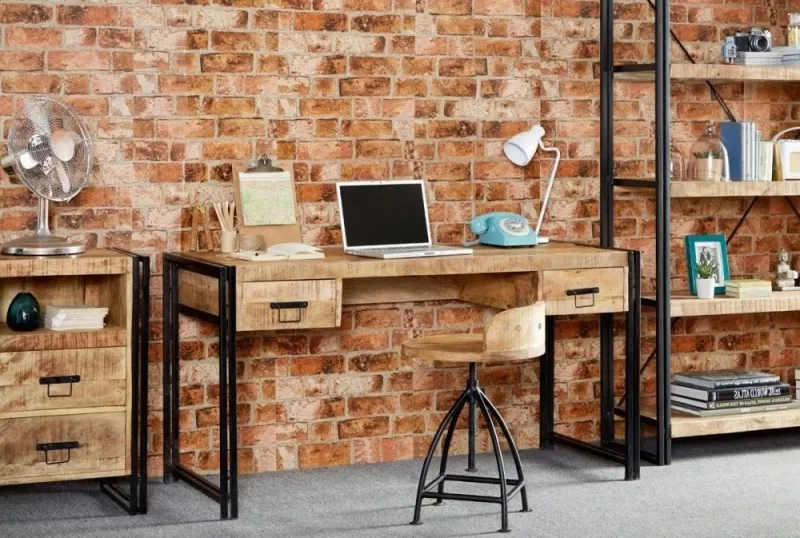 Bhuj Industrial Wooden Desk - Natural