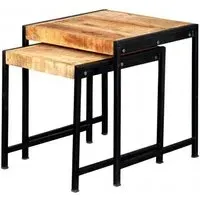 Bhuj Nest of 2 Tables - Natural, Wood