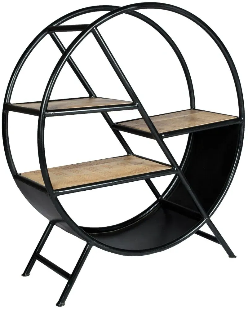 Bhuj Round Shelving Unit - Brown, Metal