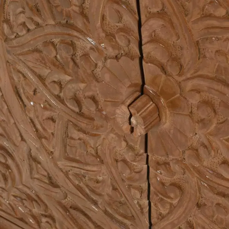 Carved Small Sideboard with 2 Doors - Brown, Mango Wood