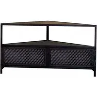 Chamba Corner TV Unit - Black, Wood and Iron